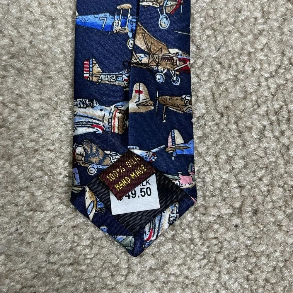 NWT Airplane Tie 100% Silk World‎ War II Navy Museum Artifacts Tie